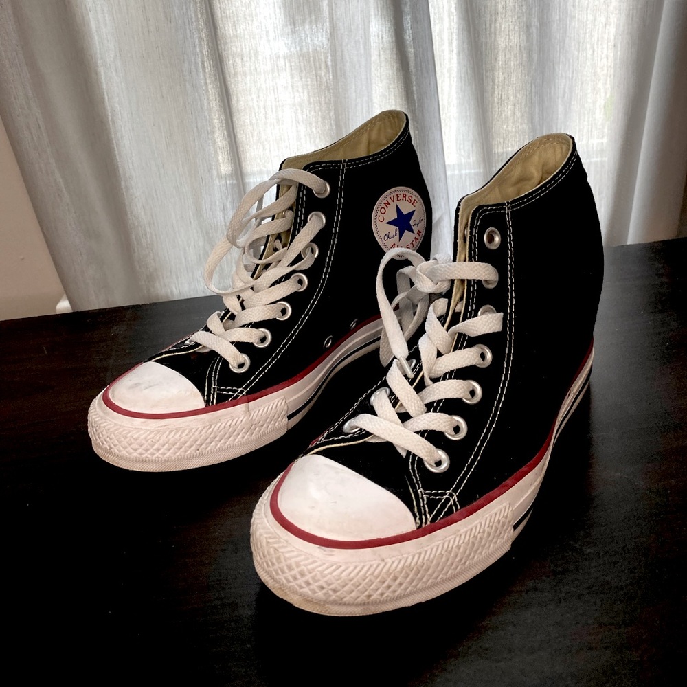 Converse Chuck Taylor All Star Lux Hidden Heel Wedge Black 547198C Women rare